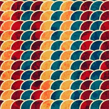 Colored semicircle seamless pattern with grunge effect Stock Illustration
