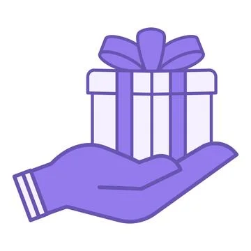 Colored Send Gift Icon. Vector Icon. Gift in Hand. Delivery Service. Holida.. イラスト素材