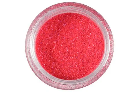 Colored sequins in a plastic jar isolated on a white Stock Photos