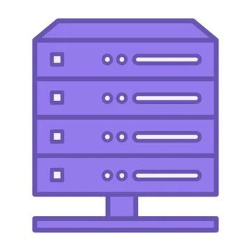 Colored Server Icon. Vector Icon of a Specialized Computer for Executing Se.. Illustrazione stock