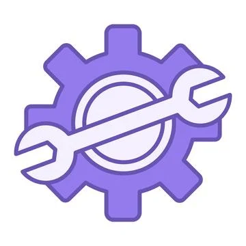 Colored Service Icon. Vector Icon of Gear and Wrench. Service Tools. Car se.. Stock Illustration