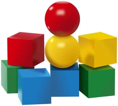 Colored set of balls and cubes toys Stock Illustration