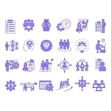 Colored Set of Management Icons. Vector Icons of Planning, Training, Develo.. Stock Illustration