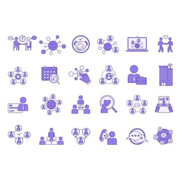 Colored Set of Networking Icons. Vector Icons of Social Networks, Collabora.. Stock Illustration