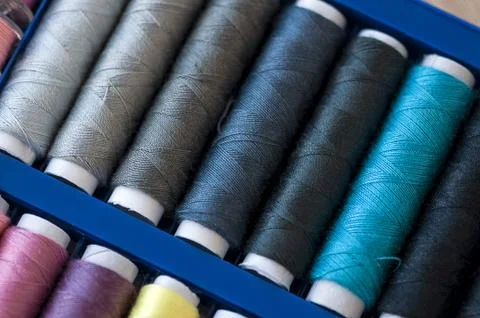 Colored sewing threads Stock Photos