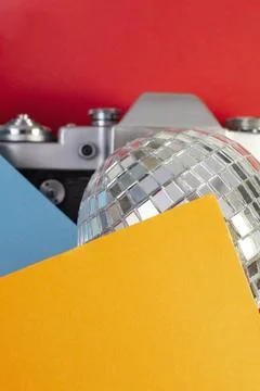 Colored shapes with defocused objects- disco ball Foto stock
