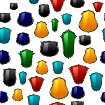 Colored Shield Seamless Pattern Stock Illustration