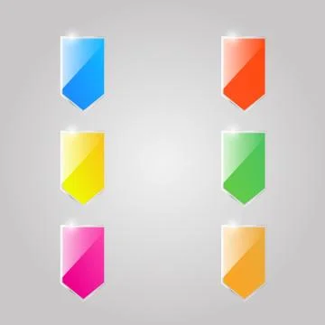 Colored shiny glass flags  . Stock Illustration