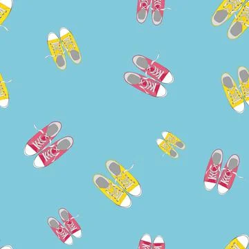 Colored Shoes Seamless Pattern on Background Illustration Stock Illustration