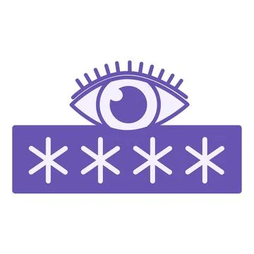 Colored Show Password Icon. Vector Illustration. Hidden Code and Eye. Funct.. Stock Illustration