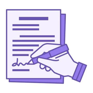 Colored Signature Icon. Vector Icon. Person Signing Documents. Human Hand a.. Stock Illustration