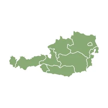 Colored silhouette green Austria map Stock Illustration