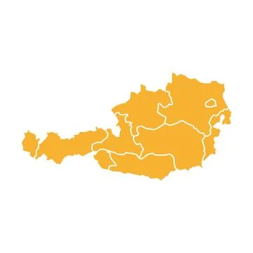 Colored silhouette orange Austria map Stock Illustration