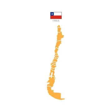 Colored silhouette orange Chile map Stock Illustration