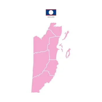 Colored silhouette pink Belize map Stock Illustration