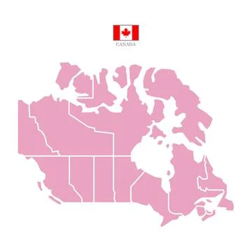 Colored silhouette pink Canada map Stock Illustration