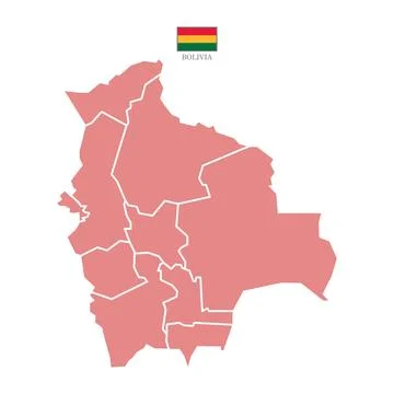 Colored silhouette red Bolivia map Stock Illustration