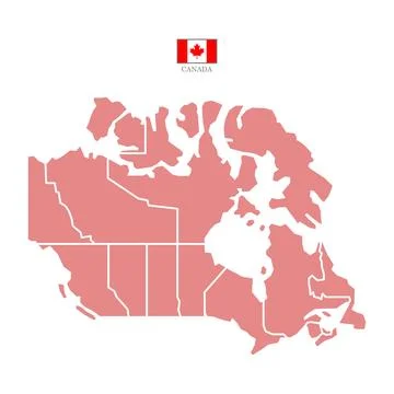 Colored silhouette red Canada map Stock Illustration
