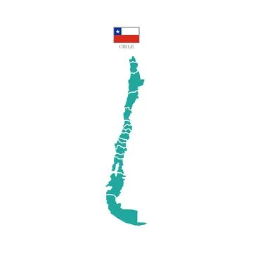 Colored silhouette torquoise Chile map Stock Illustration