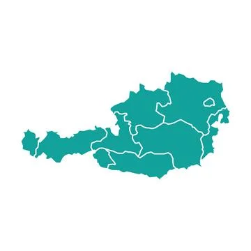 Colored silhouette turquoise Austria map Stock Illustration