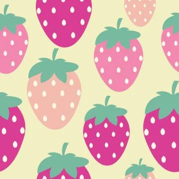 Colored Simple Strawberry Seamless Pattern Background Illustratio Stock Illustration