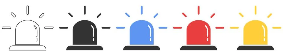 Colored sirens icon. Rotating light symbol. Sign alert object vehicle vector. Stock Illustration