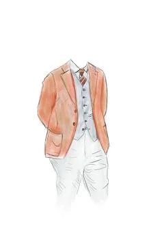 Colored sketch of a men Stock Illustration