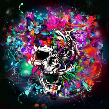 Colored skull Stock Illustration
