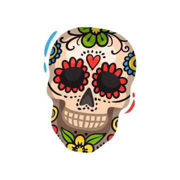 Colored skull on white background. Day of dead. Stock Illustration