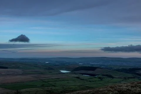 Colored sky in late time inside UK country side 스톡 사진