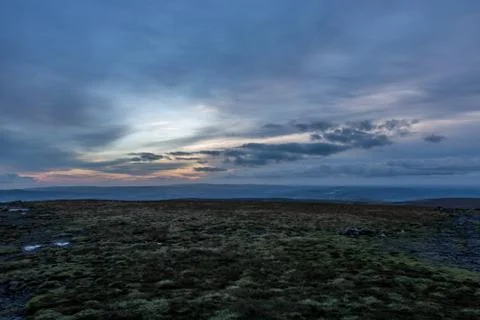 Colored sky in late time inside UK country side Фото