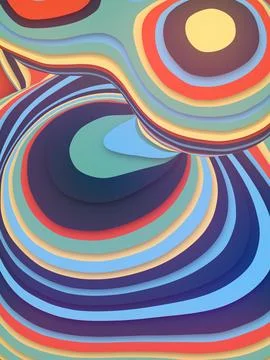 Colored sliced shape. 3D render abstract geometric illustration Stock Illustration