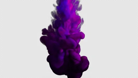 Colored Smoke Against The Light Descends Downward 4K Alpha Stock Footage 306458914