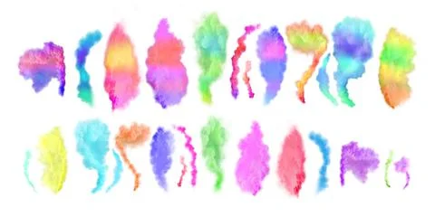 Colored smoke cloud collection on  white. Abstract smoke backgrounds collecti Illustrazione stock