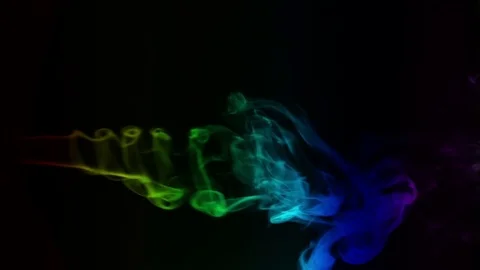 Colored smoke curves isolated on black background Stock Footage 82129206