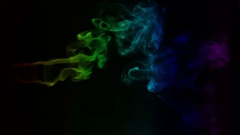 Colored smoke curves isolated on black background Stock Footage 82129258