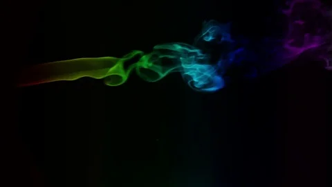 Colored smoke curves isolated on black background Stock Footage 82129718