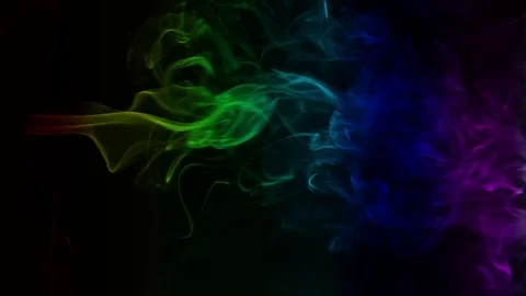 Colored smoke curves isolated on black background Stock Footage 82129777