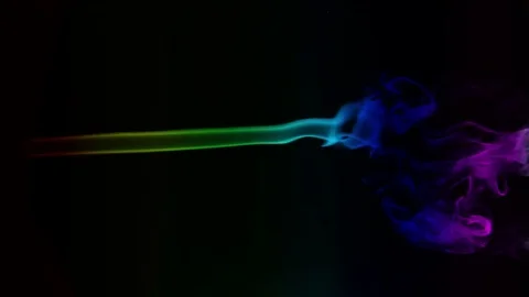 Colored smoke curves isolated on black background Stock Footage 82130341