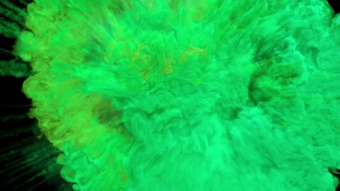 Colored smoke explosion with puff towards the camera, smoke hits camera's lense. Video stock 82935425