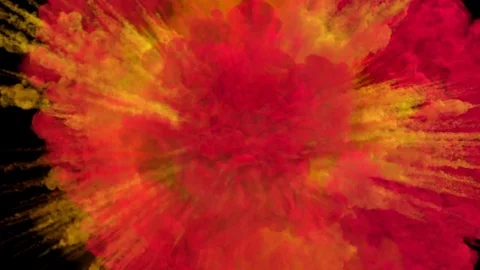 Colored smoke explosion with puff towards the camera, smoke hits camera's lense. Stock Footage 83040129