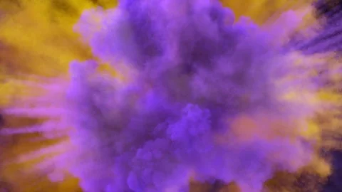 Colored smoke explosion with puff towards the camera, smoke hits camera's lense. Stock Footage 83051486