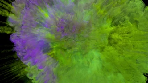 Colored smoke explosion with puff towards the camera, smoke hits camera's lense. Stock Footage 83100172