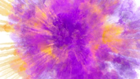 Colored smoke explosion with puff towards the camera, smoke hits camera's lense. Video stock 84586812