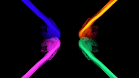 Colored smoke intersects and mixes Video stock 86883731