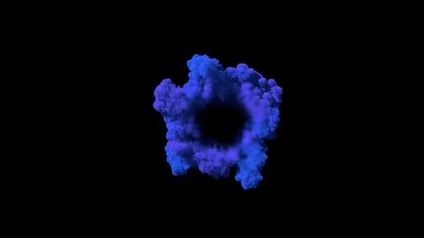 Colored smoke puff spreading concentrically outwards / Gunshot smoke / Shockwave Video stock 92929805