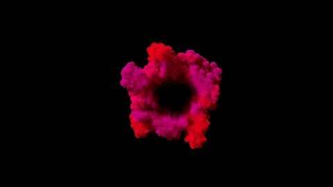 Colored smoke puff spreading concentrically outwards / Gunshot smoke / Shockwave Video stock 92983139