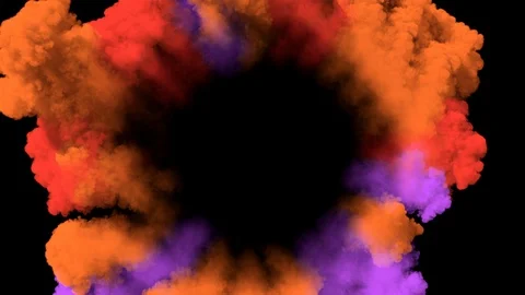 Colored smoke puff spreading concentrically outwards / Gunshot smoke / Shockwave Video stock 93049478
