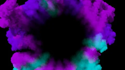 Colored smoke puff spreading concentrically outwards / Gunshot smoke / Shockwave Video stock 93094409