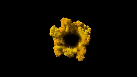 Colored smoke puff spreading concentrically outwards / Gunshot smoke / Shockwave Stock Footage 93407305